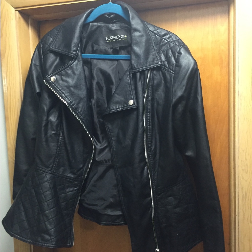 Peplum faux leather jacket
